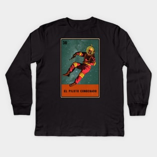 Vintage Mexican Loteria Space Man Kids Long Sleeve T-Shirt